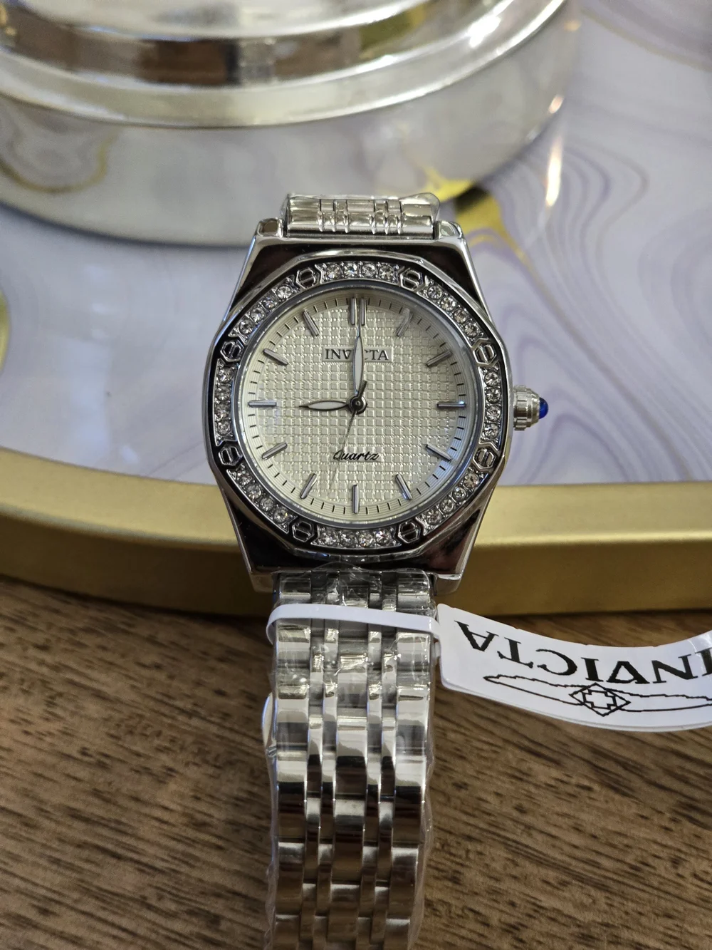 Invicta Women's Silver Crystal Bezel Quartz Watch